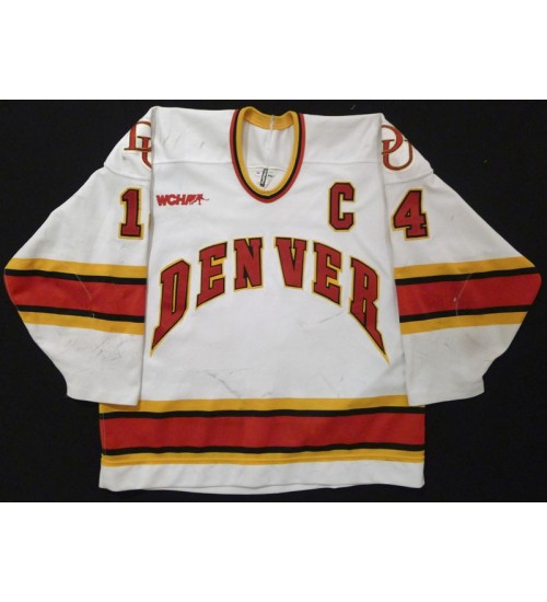 Custom NCAA 1999-00 Denver Pioneers 14 Joe Ritson Hockey Jersey Road White